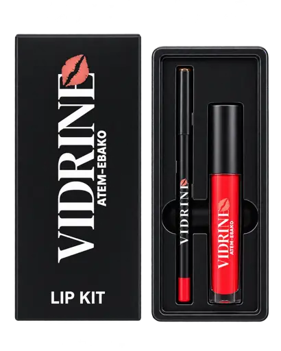 Coffret à Lèvres Mat Vidrine 2 en 1 Rouge – Maquillage Lèvres