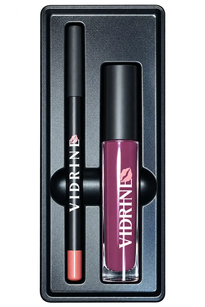 Coffret à Lèvres Mat Vidrine 2 en 1 Violet 2 – Maquillage Lèvres Fini Mat