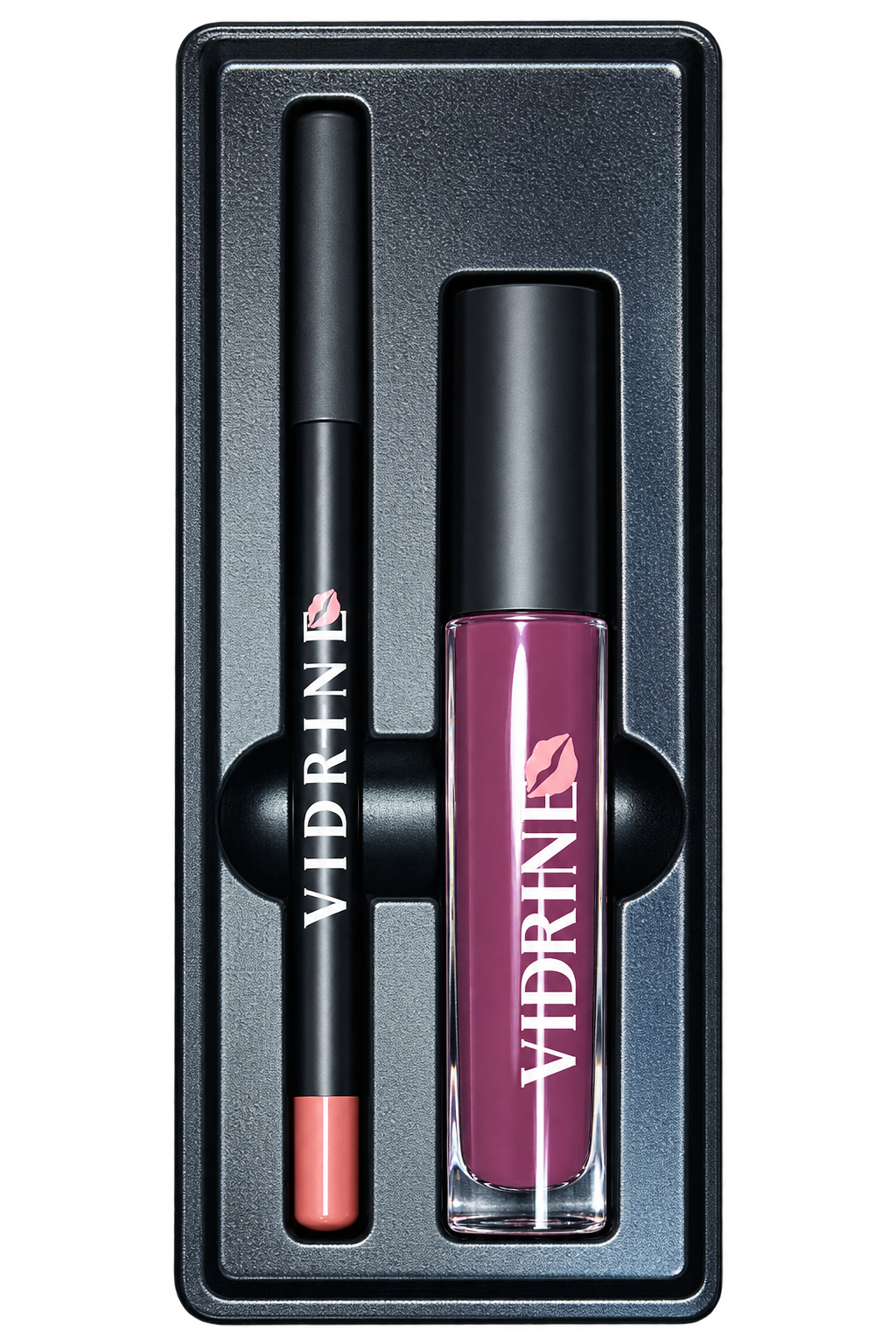 Coffret à Lèvres Mat Vidrine 2 en 1 Violet 2 – Maquillage Lèvres Fini Mat