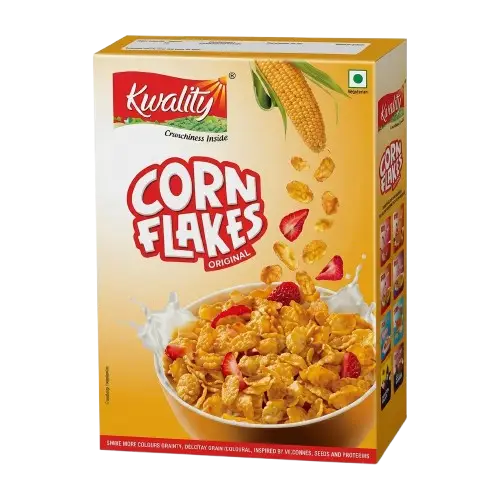 Céréales Corn Flakes - Kwality – 8906014903356 - Pétales de Maïs - 99% Sans Matières Grasses - 375G