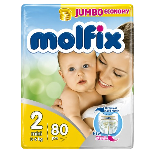 Couches Jetables - Molfix - 6224007557181 -  T2 - Jumbo - Mini - 80 Couches – 3-6Kg