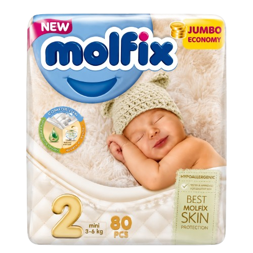 Couches Jetables - Molfix - 6224007557181 -  T2 - Jumbo - Mini - 80 Couches – 3-6Kg