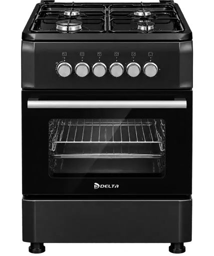 Cuisinière À Gaz - Delta - DSO-506CBL – 4 Brûleurs – Allumage Automatique – Noir – Garantie 06 Mois