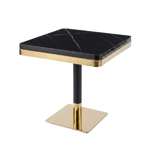 Table de cafétéria carrée noire - HB2510154 - format 70 x 70 cm indicatif - hauteur environ 75 cm indicative - style sobre - pour café, restaurant, bureau et repas - mobilier intérieur - aménagement maison