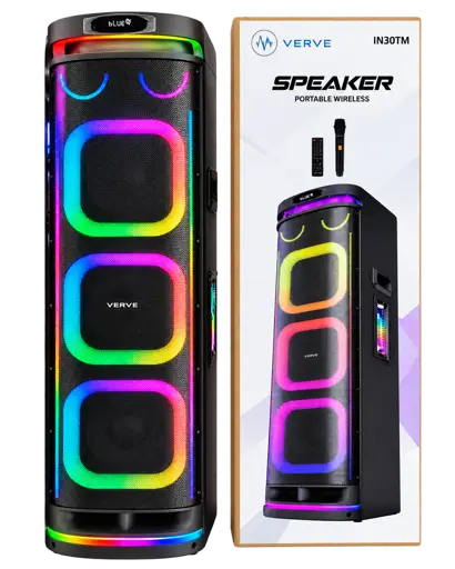 Enceinte Verve -  IN30TM  - Rechargeable Bluetooth  - USB AUX  TF,  LED, RGB  - Garantie 06 Mois