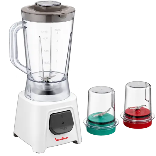  Blender électrique Moulinex LM2B3110 UNO – 450 W – Bol 1,5 L – Hachoir et Broyeur – Blanc - 03 mois de garantie