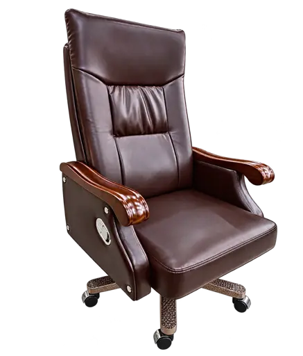 Fauteuil de direction marron en PU - ES2603058 - avec piètement bois