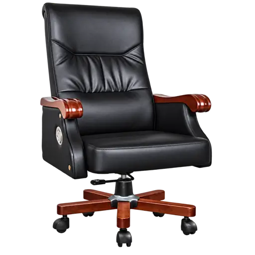 Fauteuil de direction noir en cuir synthétique - ES2603057 -  dossier haut