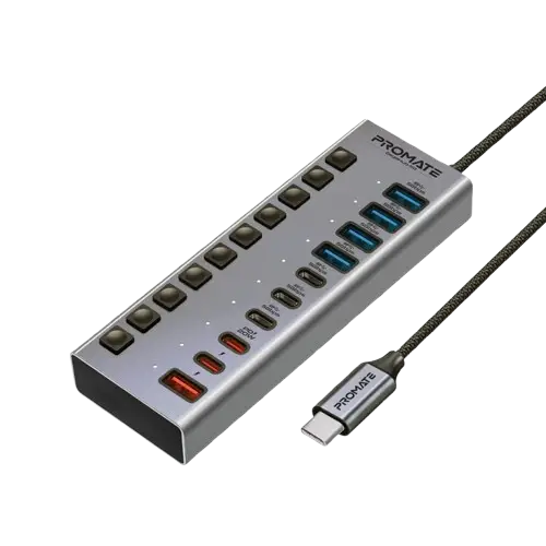 Multifonction De Données Et Recharge 10 En 1  - Hub USB-C - Promate -  5 Gbps – 03 Mois De Garantie