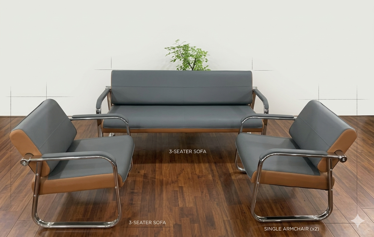 Salon d’attente  - HB2510156 - Couleur gris/marron - Dimensions 80 x 78 x 50 cm - Format pratique pour espace d’accueil et salle d’attente - Mobilier professionnel