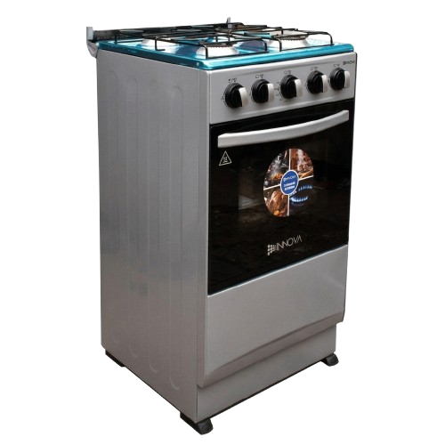 Cuisinière à Gaz - INNOVA - IN5017 - 50 × 50 cm – 4 Feux avec Four Intégré – Allumage Automatique – Finition Inox – Garantie 06 Mois