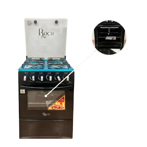 Cuisinière à gaz - ROCH - RGC-50G4-G(B) - 50 × 50 cm - 4 feux full option noir – Garantie 06 mois