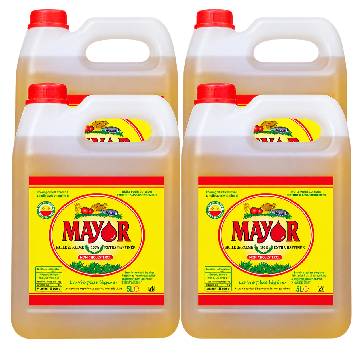 Huile de Cuisson - Mayor – Oléine Végétale de Palme Extra Raffinée – 5 L x 4 Bidons