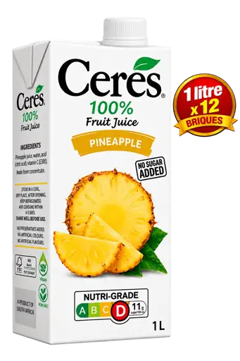 Jus de Fruit - Ceres - 100% Ananas – 1 L x 12 briques