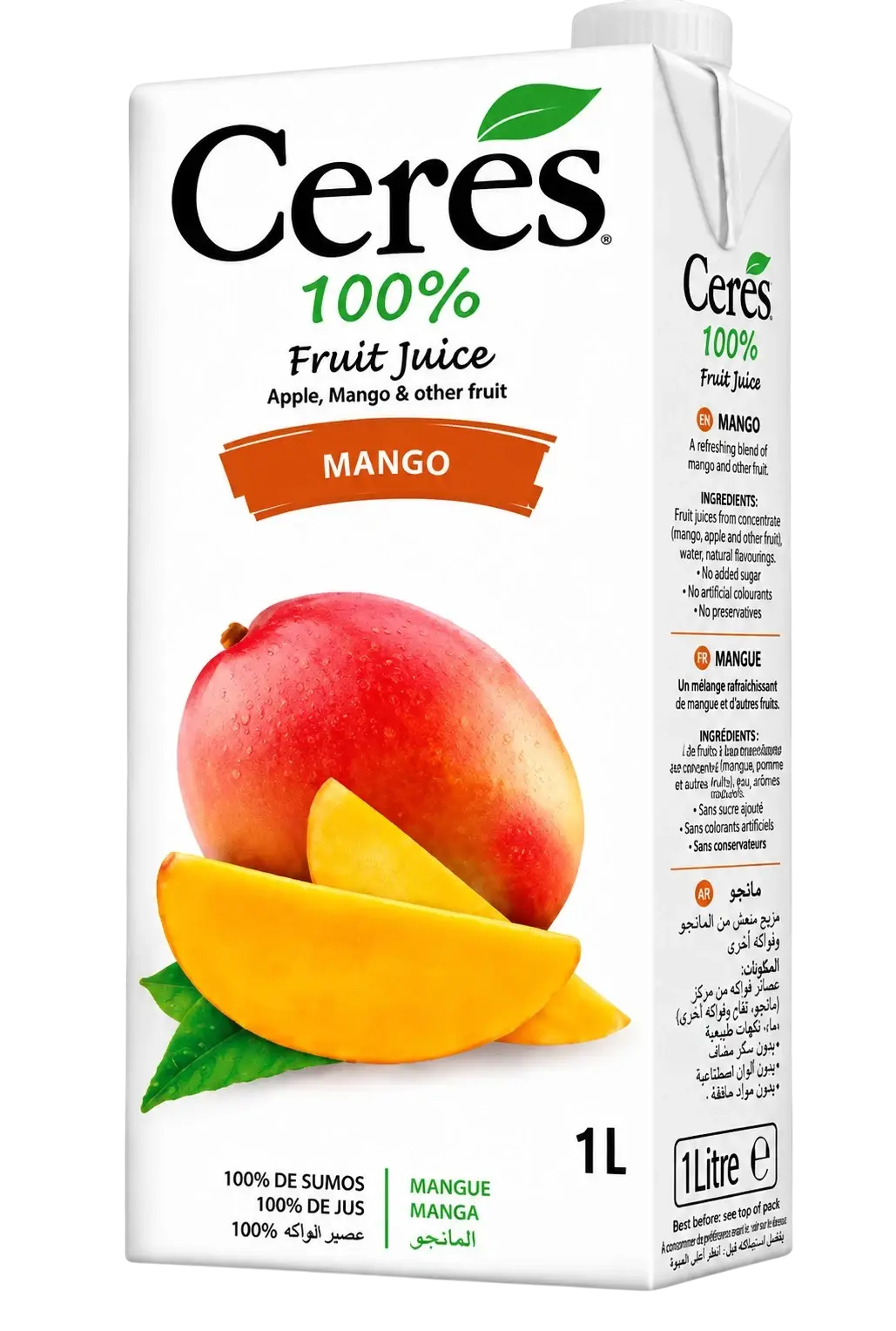Jus de Fruit - Ceres – 100%  Mangue – Brique de 1 Litre