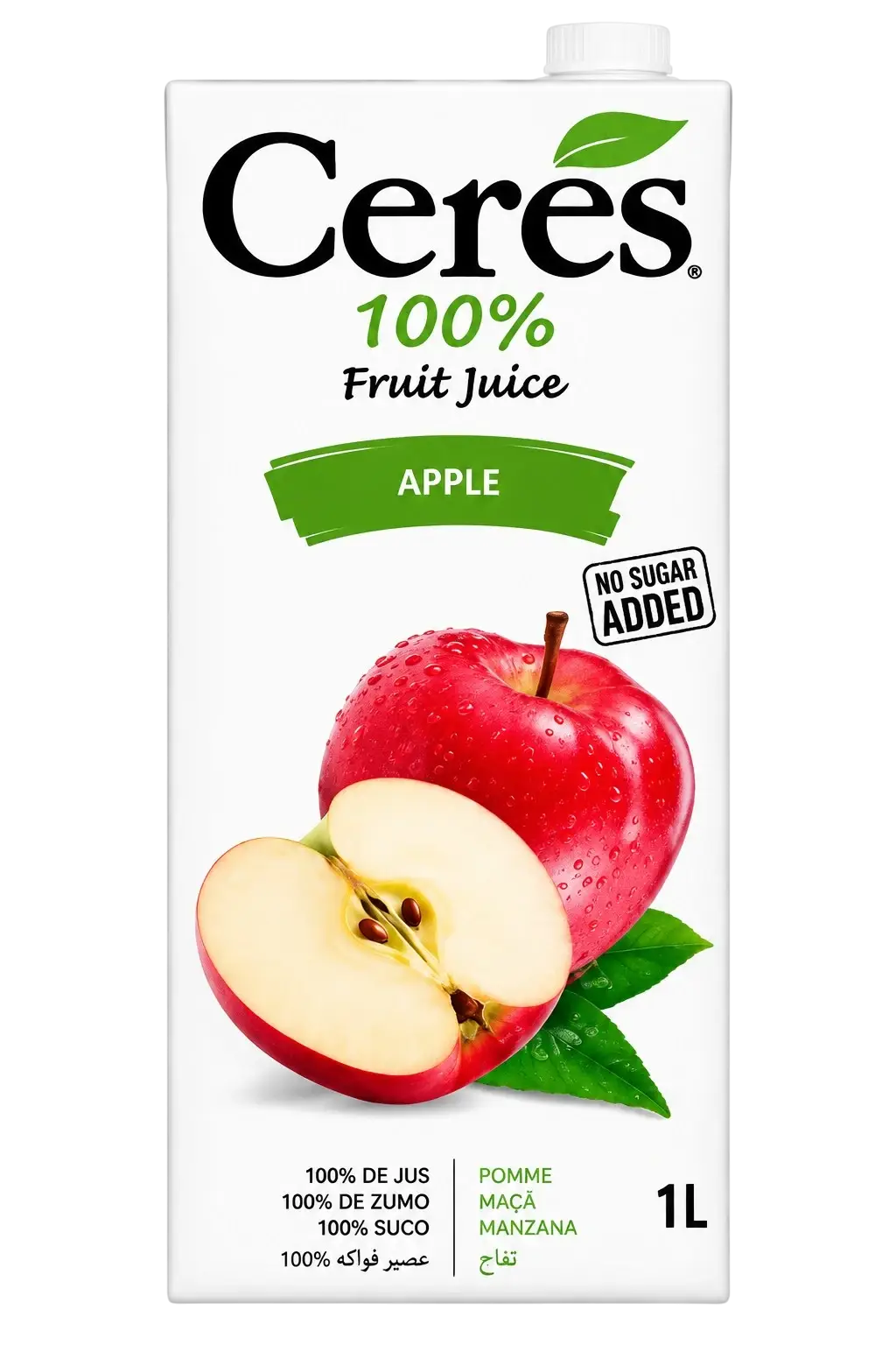 Jus de Fruit - Ceres – 100% Pomme  – Brique de 1 Litre