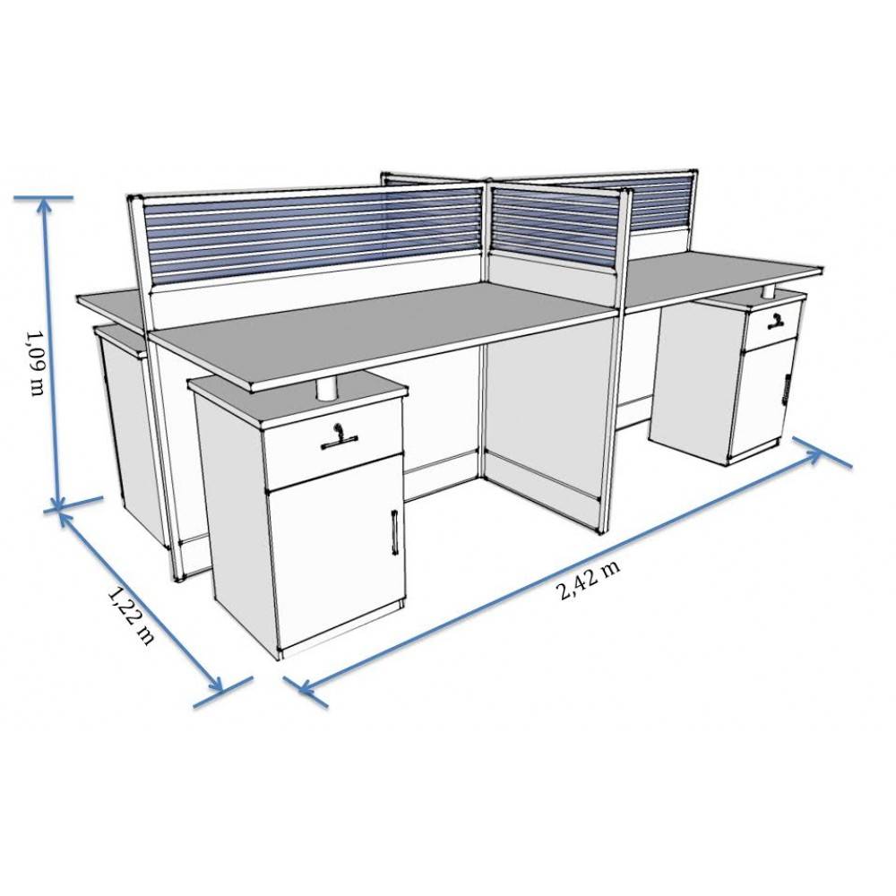 Station de travail 4 postes ST-D6301 –  Mobilier De Bureau - Solution pratique pour aménager plusieurs postes
