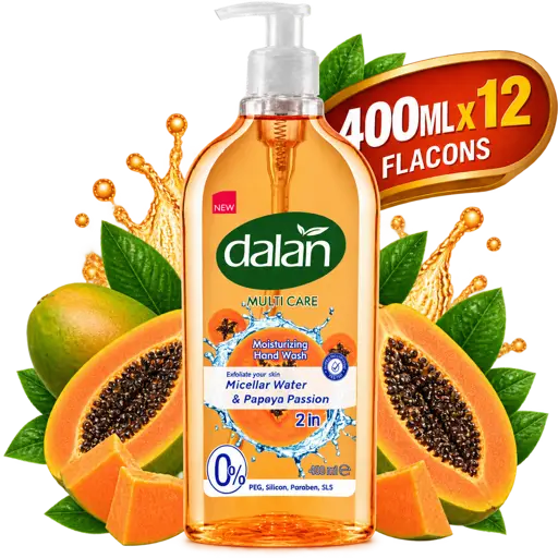 Gel Lavant pour les Mains - Dalan – Hydratant à la Papaye –  Flacon de  400 ml x 12