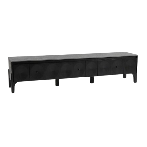Meuble TV en bois -  HB2510026 - noir 200 cm  - avec plateau en céramique
