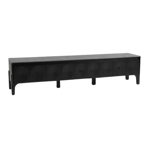 Meuble TV en bois -  HB2510026 - noir 200 cm  - avec plateau en céramique
