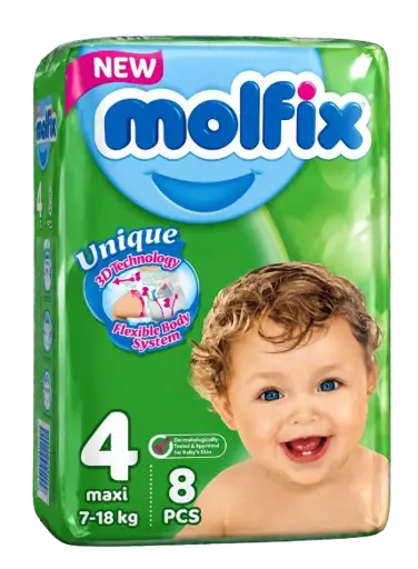 Couches Jetables - MOLFIX- 6224007557099 - T4 -Maxi - Petit Pack -  8 Couches - 7-18 kg