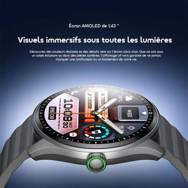 Montre Connectée Oraimo -  Watch Nova 2R Lite OSW-824   – Suivi Santé (Fréquence Cardiaque & Oxygène Sanguin) – 100+ Modes Sportifs – IP68 Étanche – Autonomie Jusqu’à 10 Jours – Cadrans IA – Garantie 12 Mois