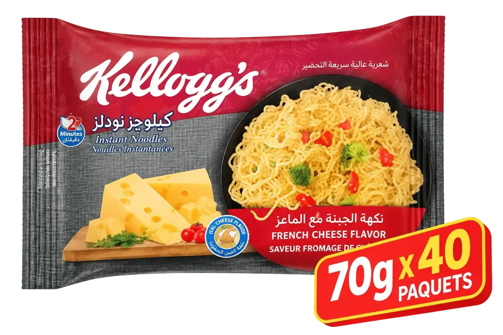 Nouilles Instantanées - Kellogg's - Saveur Fromage Français – 70G x 40 Paquets (Super Pack)