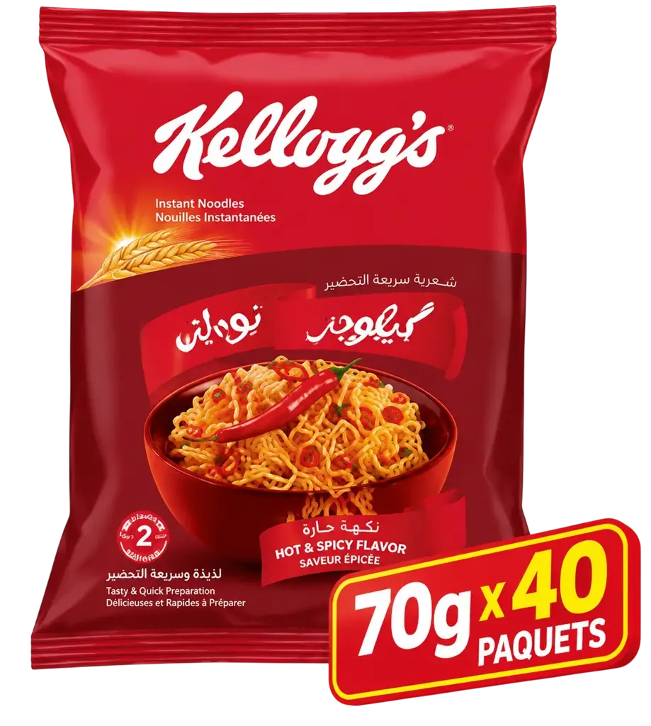 Nouilles Instantanées - Kellogg's - Saveur Hot & Spicy - 70G x 40 Paquets (Super Pack)