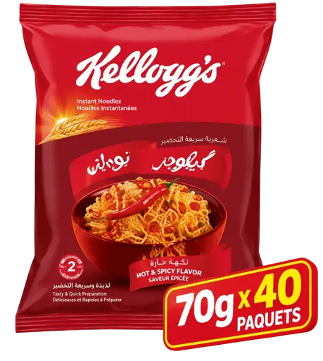 Nouilles Instantanées - Kellogg's - Saveur Hot & Spicy - 70G x 40 Paquets (Super Pack)