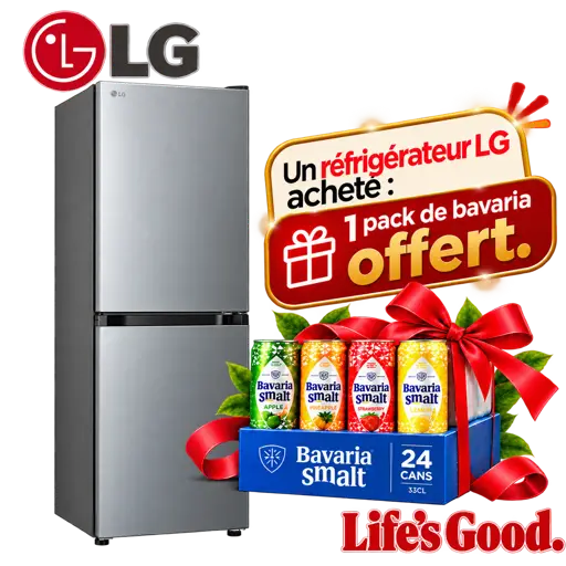 Réfrigérateur combiné LG GCFB276PQCF + 1 pack de bavaria offert