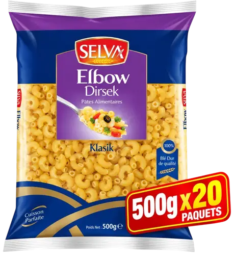 Pâtes alimentaires - Selva Elbow - Pâtes Coudées - 500g x 20 Paquets