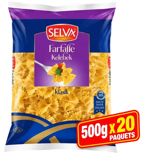 Pâtes alimentaires - Selva Farfalle - Pâtes en forme de nœud papillon - 500g x 20 Paquets