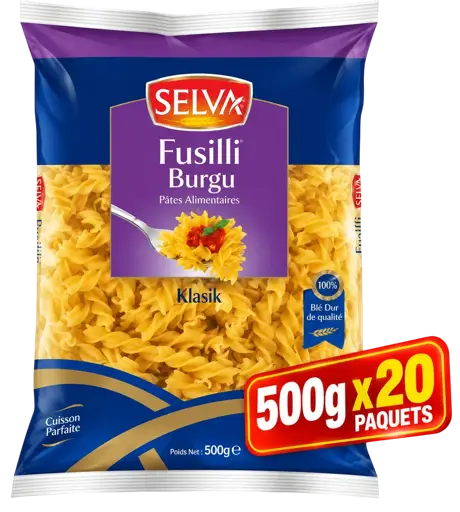 Pâtes alimentaires - Selva Fusilli - Pâtes en Torsades - 500g x 20 Paquets