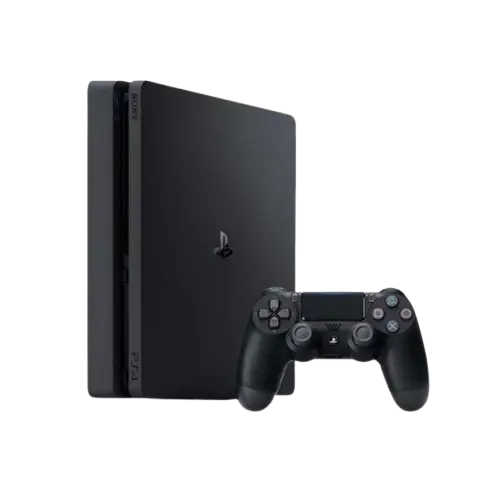Console de jeux vidéo Sony PlayStation 4 Slim sans emballage – 500 Go de stockage – 2 manettes DualShock 4 incluses – Jeux inclus (selon lot) – Wi-Fi – Bluetooth – Ethernet – HDMI – USB 3.0 – Lecteur Blu-ray – Noir – Garantie 6 mois
