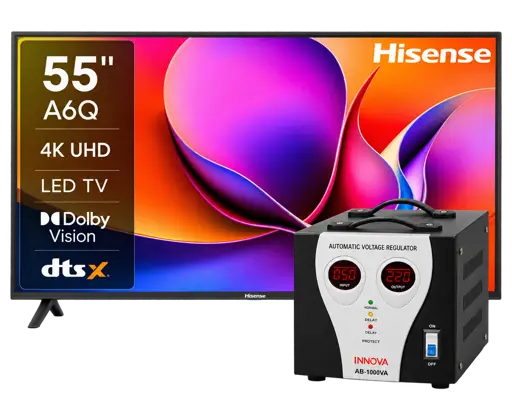 Pack Hisense Smart TV 55A6Q 55 Pouces  4K UHD + Régulateur 1000VA