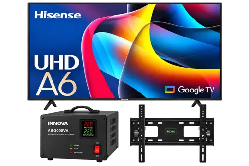 Pack Hisense 65A6Q 65 pouces 4K VIDAA + régulateur + support