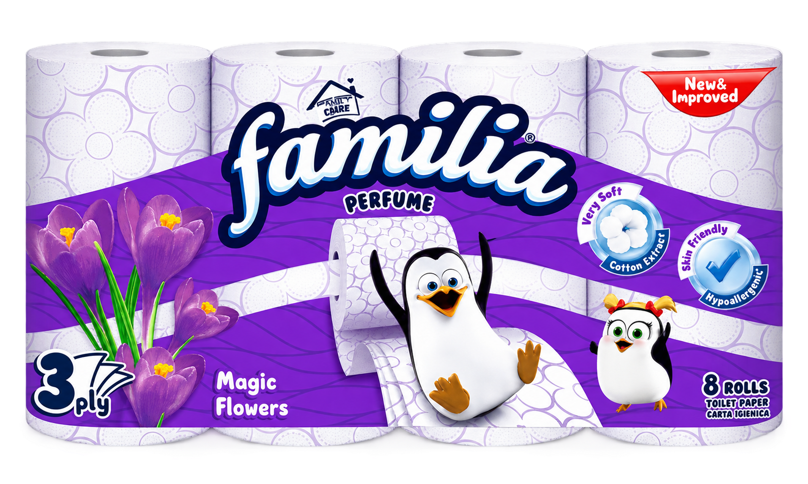 Papier Toilette - Familia - Fleur Magique - Lot de 8 Rouleaux