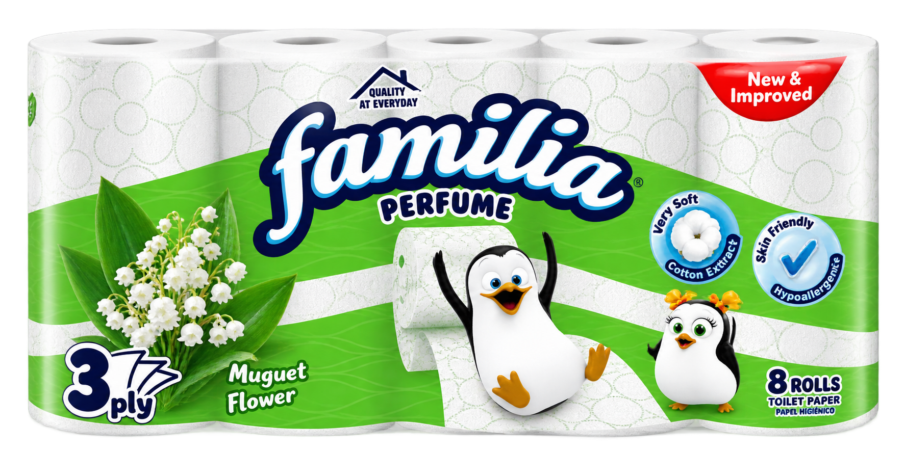 Papier Toilette - Familia - Fleur de Muguet – Mélange Coton – Lot de 8 Rouleaux