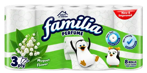 Papier Toilette - Familia - Fleur de Muguet – Mélange Coton – Lot de 8 Rouleaux