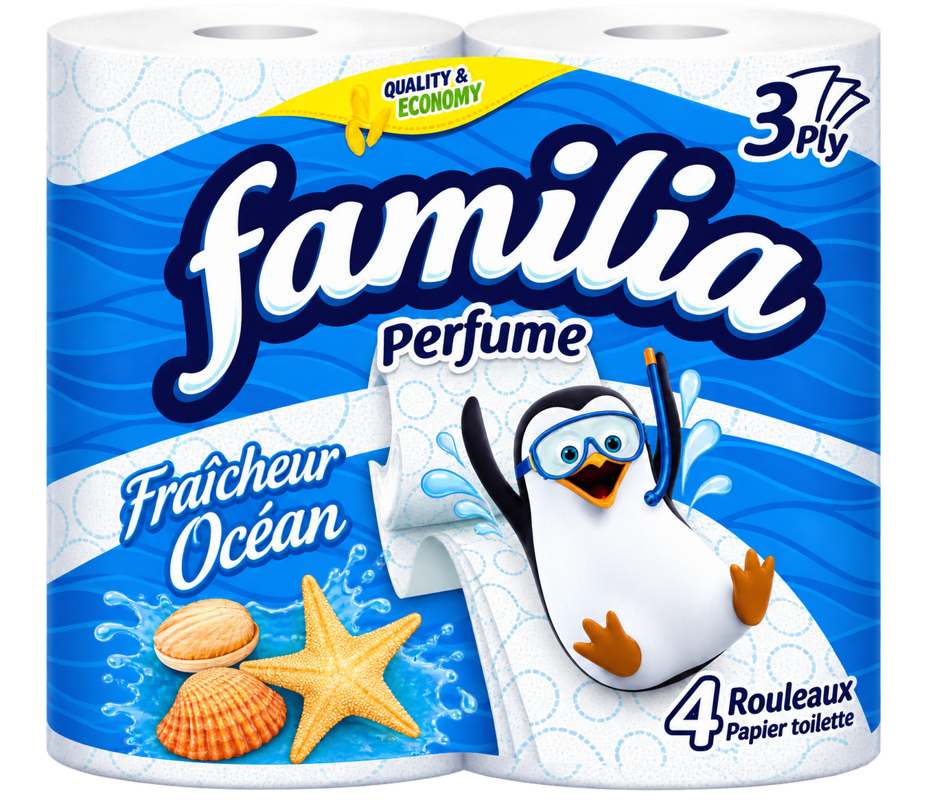 Papier toilette - Familia - Fraîcheur Océan –  Lot de 4 Rouleaux