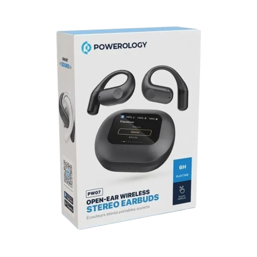 Écouteurs Sans Fil - Powerology-  PW07 Open Ear –  Bluetooth 5.3 – Design Open-Ear – Noir – Garantie 03 Mois