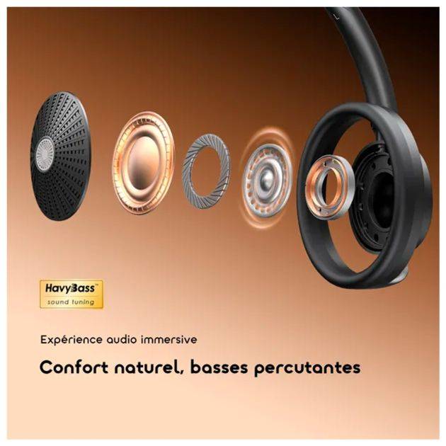 Casque audio sans fil Oraimo -  OpenLoop – OPN-670N  – Bluetooth 6.0 – Autonomie 50 heures  – Double micro avec ENC – Volume adaptatif – Connexion double appareil  – Garantie 12 mois