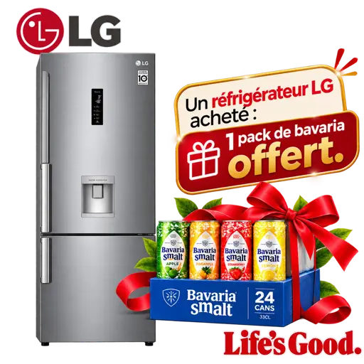 Réfrigérateur combiné LG GC-F689BLCM + 1 pack de bavaria offert