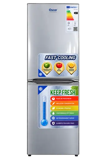 Réfrigérateur Combiné OSCAR OSC-R235S-C – 186 Litres – Gris – Garantie 06 Mois