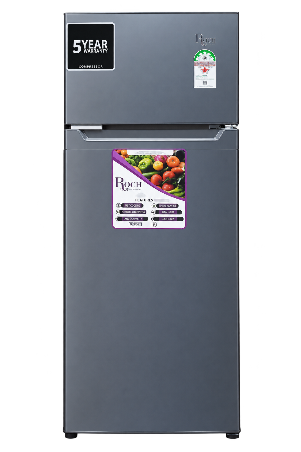 Réfrigérateur combiné Roch Rfr-265DT-I – 211 L - Gris - 06 mois de garantie