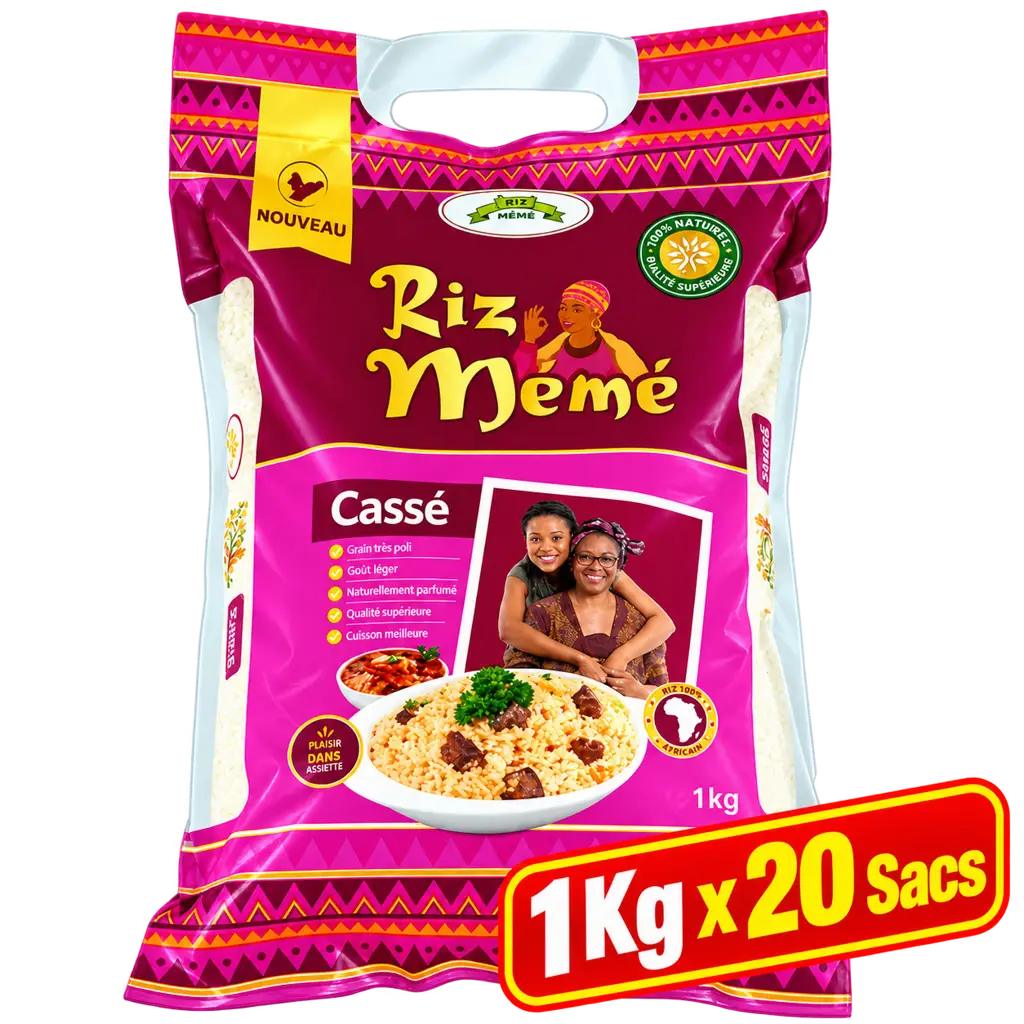Riz Parfumé - Mémé Cassé - 100% Brisures - 1 Kg x 20 Sachets