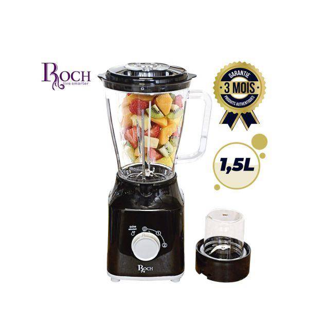 MIXEUR / BLENDER  ROCH  RBL-119-C – 1,5 L – 400 W – 2 Vitesses + Pulse – Bol Broyeur – 03 Mois de Garantie