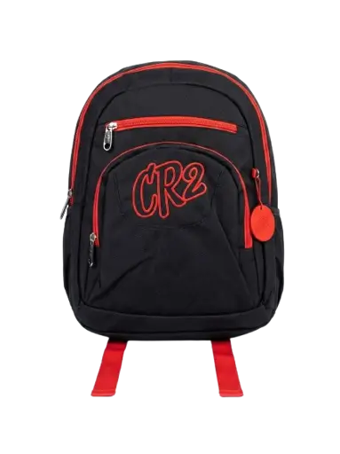 Sac à Dos Scolaire - CR2 – Noir et Rouge – Multi-Compartiments – Fermeture Zippée - Bretelles Rembourrées, Ajustables avec Sangles Latérales Rouges