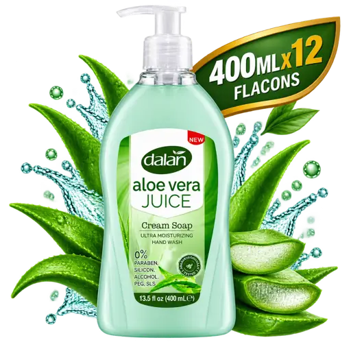 Savon Liquide pour les mains - Dalan - Crèmeux à Aloe Vera - Flacons de 400ml x12 