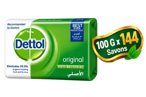 Savon solide Antibactérien - Dettol - Original - 100 g – Lot de 144 savons